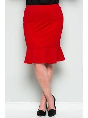 Red Ruffle Mermaid Skirt By Amie 1X (Other Sizes Available)
